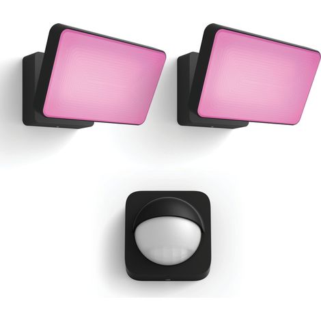 Philips Hue Discover Lot de 2 projecteurs (Noir) Lumière blanche et colorée - Incl. Détecteur de mouvement extérieur - White and Color Ambiance (1/5)