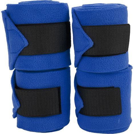 Lot de 4 bandes de repos auto-adhésives double face en polaire pour chevaux, idéales pour l'entraînement et le travail des jambes (bleu). (1/5)