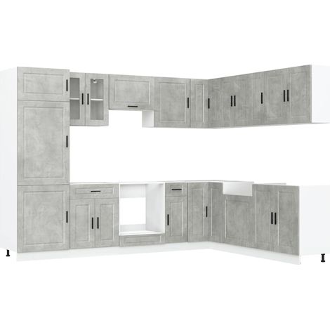 Set Mobili da Cucina 14 pz Porto Grigio Cemento in Truciolato vidaXL (1/5)