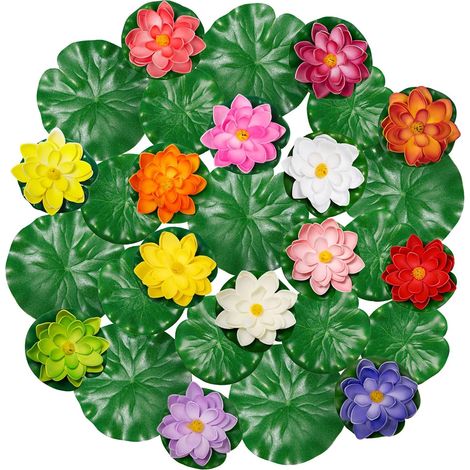 28 Nénuphar, Fleurs de Lotus, Feuilles, Plastique EVA, Flottant, Bassin, Jardin, Piscine, Aquarium