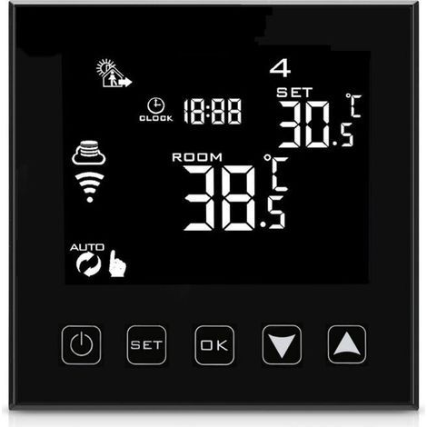 Intelligenter, WLAN-fähiger Thermostat für kabelgebundene Warmwasserbereiter/Fußbodenheizungen, kompatibel mit der Smart Life App, programmierbarer Raumthermostat für Heizkessel, Schwarz