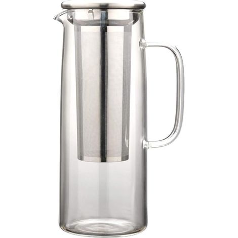 Wasserkrug aus Glas mit Edelstahlfilter, 1200 ml Kaltbrühkaffeemaschine mit Netzfilter (1/4)