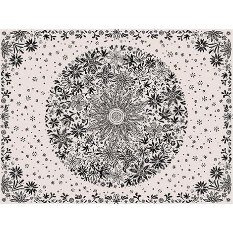 BEBUSINGOTO Tapiz de pared bohemio, tapiz floral beige y blanco con medallón de margaritas y lunares, decoración hippie bohemia para el dormitorio, 95 x 73 cm (1/4)