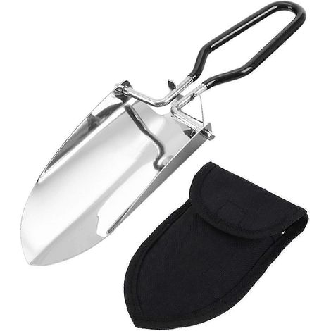 Truelle de jardin pliante, petite bêche à main, bêche de jardinage, bêche de camping pratique, mini-bêche pour la randonnée et les travaux agricoles en extérieur-Black with Bag (1/5)