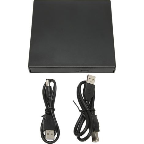 Lecteur DVD Externe Ultra Mince Portable, Haute Vitesse, Noir, pour PC et Ordinateurs Portables (1/5)