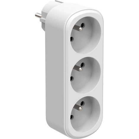 Adaptateur Fiche Multiprise Triplite 3 Prises françaises 16A (2P+T), Adaptateur Murale, Blanc (1/5)