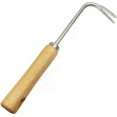 HONORNIC - Crochet à racines à une griffe avec manche en bois - Désherbage efficace - Outil de jardinage de haute qualité - Crochet de dégagement pour bonsaïs - Durable (1/4)