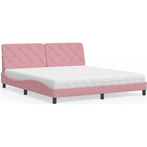 Bett mit Matratze Rosa 180x200 cm Samt