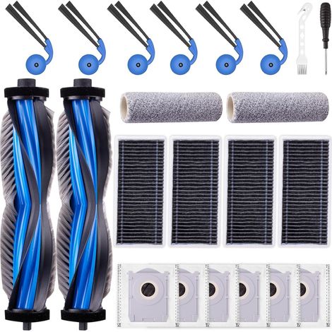 22 Stück Zubehörset für ECOVACS DEEBOT X9 PRO OMNI / X9 PRO / X11 Saugroboter, Ersatzteile 2 Hauptbürste 2 Wischwalze 6 Staubbeutel 6 Seitenbürste 4 Filter 1 Reinigungsbürste 1 Schraubendreher (1/5)