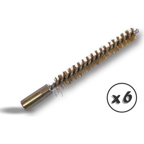 Ecouvillon LAITON Condenseur Lot de 6 Ø 10 mm Raccord laiton taraudé M6 femelle Torsade en acier galvanisé Brosse nettoyage paroi tube alésage Kibros 4TCL10x6 (1/5)