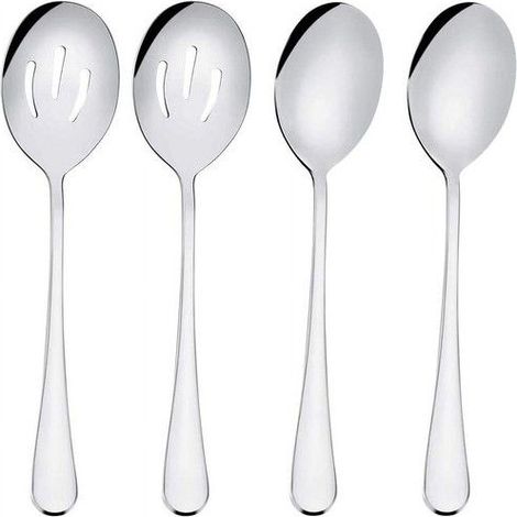 Cuillères de service en inox - Ensemble de 4 pièces - 2 cuillères de service - 2 cuillères ajourées - Acier inoxydable (1/5)