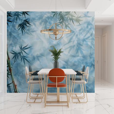 Papier Peint Paysage - Bambous Bleue - 150 x 250 cm (1/2)