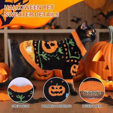 Pull pour chien, chat et chat - Motif tête de mort - Vêtements pour chiens - (taille S) (1/4)