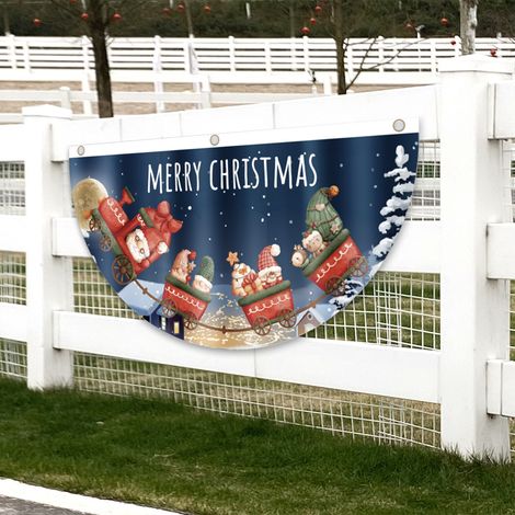 Drapeaux de Noël en forme d'éventail, drapeaux d'extérieur, portes à accrocher, décorations de Noël (1/5)