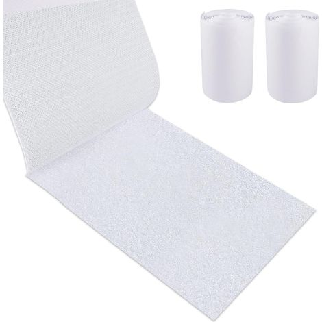 Bande Industrielle Auto-adhésive Extra Forte Blanc, 10 cm Ruban Adhésif Double Face à Crochets et à Boucles, Rouleau Scratch Autocollant Blanc, pour Bricolage,Tapis, Moustiquaires (1/5)