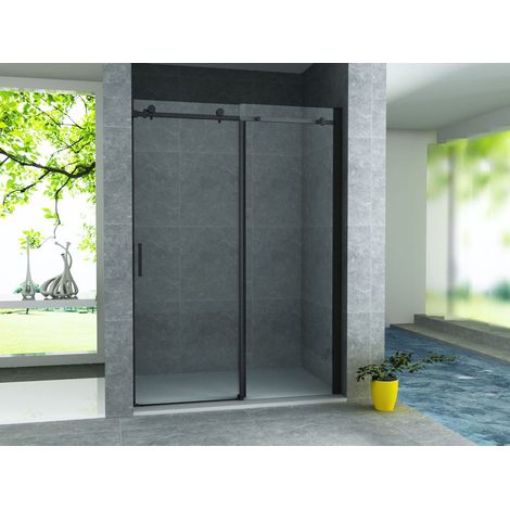 Nischendusche Duschtür Schiebetür Dusche Klarglas 8mm schwarz matt 1200x2000mm Aloni Nischentür Schiebetür Klarglas 120x200 Schwarz Matt (1/5)