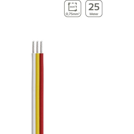 LED Kabel CCT 3-polig - Querschnitt: 3x0,75mm² / AWG18 - Länge: 25m