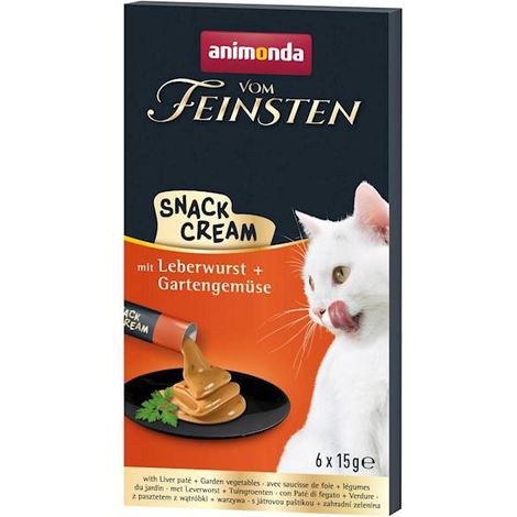 Animonda Cat Vom Feinsten Snack Cream Snack per gatti 6x15g - Paté di fegato + verdure dell'orto 6x15g