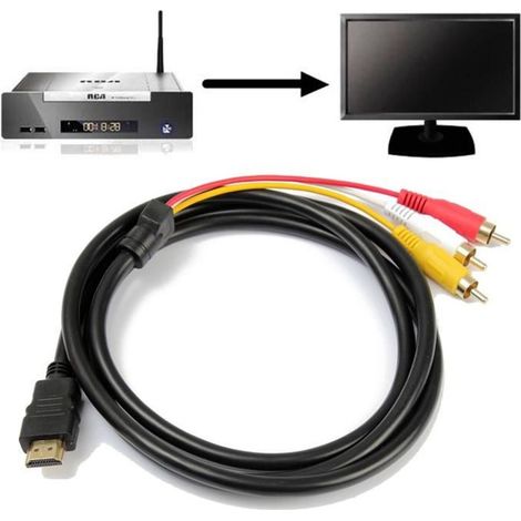 Cable adaptador de audio y video HDMI a 3RCA macho de 1,5 m (5 pies) para HDTV DVD 1080p