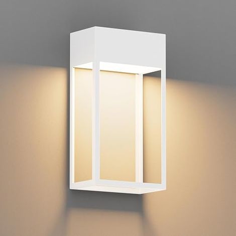 LED 24 W Outdoor Indoor Wall Light, 3000 K Warm White, Waterproof IP65 Wall Lighting, Modern Outdoor Light, for Garden, Balcony, Entrance, Aluminium, 1545LM, White (1/5)