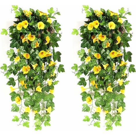 2 pièces Fleurs artificielles pendantes d'extérieur Gloria Mattutine fleurs artificielles tombantes d'intérieur, plantes artificielles pour décorations de mariage, jardin, mur, balcon,GU.B/bon (1/5)
