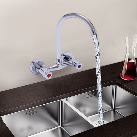 Zweigriff Spüle Wasserhahn Küchenarmatur Spültischarmatur Rotierende Düse Wasser (1/5)