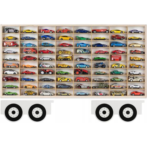 Étagère en bois pour voitures à ressorts, 80 places, Hot Wheels, organisateur, remorque (1/4)