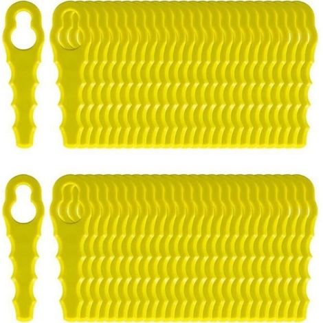 Pack of 50 Replacement Blades Compatible with Ryobi Trimmers, Double Serrated Blade Heads RAC155 RAC157 RAC158 (1/5)