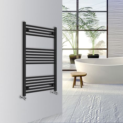Warmehaus Straight Bathroom Heated Towel Rail Warmer Radiator Central Heating 1000x600mm Black (1/5)