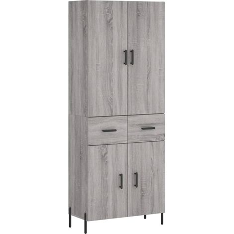Aparador cajonera mueble almacenaje organizador cocina salón salón alto sonoma 695 x 34 x 180 cm madera de ingeniería gris 020035409
