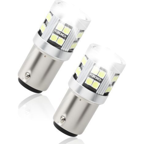 2 Ampoule Led 1157 Bay15d, Blanc 7500k 360 Degrés, Étanche Pour Moto, Auto, Feu Stop (1/5)