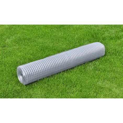 Grillage métallique, acier galvanisé, 25 x 1 m, argent (1/4)
