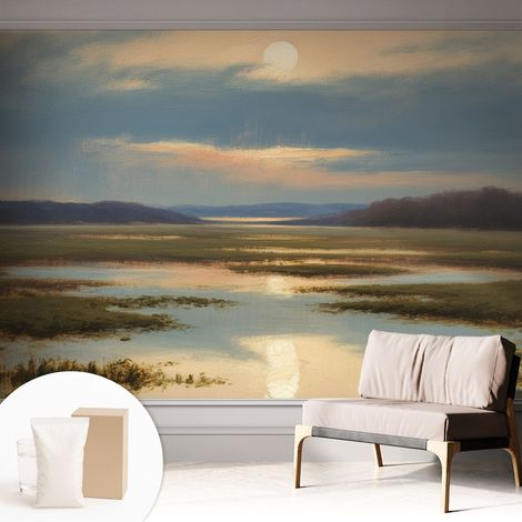 Papier peint intissé à motifs décoratifs pour salon chambre et bureau Décoration murale élégante avec colle Paysage évocateur 312x219 cm (1/5)