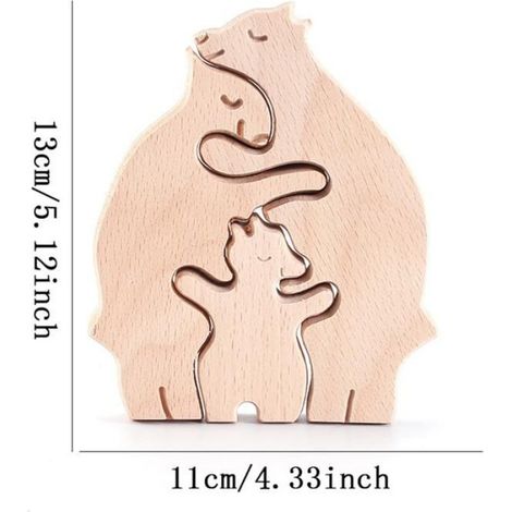 Ornement En Bois - Figurine Mère Enfant - Décoration Fête Des Mères - Cadeau Artisanal - 1 Pièce (1/5)