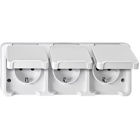 Prise 2P+T avec clapet Schneider Electric 4074952 AQUASTAR blanc polaire (1/2)