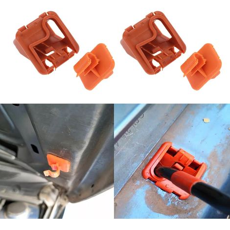 BEBUSINGOTO Lot de 2 supports de capot, clips de fixation, supports de capot orange ABS universels pour voiture, position avant (1/5)