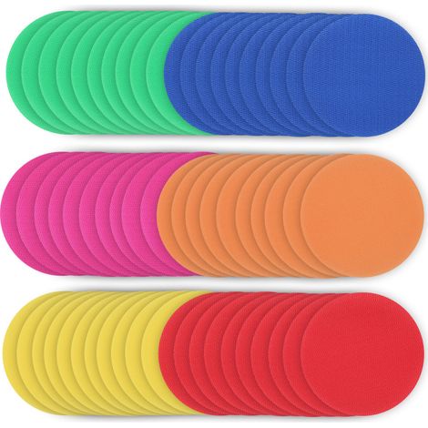 Lot de 12/30/60 marqueurs pour tapis, 6 couleurs, à pois/pentagrammes, adhésifs, pour salles de classe, pour enfants, enseignants, maternelle, respectant la distanciation sociale (1/5)
