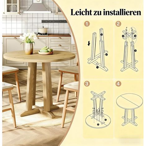 Table basse ronde, bureau de travail compact, table à manger (table seule) en bois, diamètre 60 cm, pour salon ou studio, meuble pratique et moderne. (1/5)