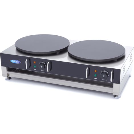 Crêpière double - 2x40cm - Fonte - Thermostat réglable - Maxima