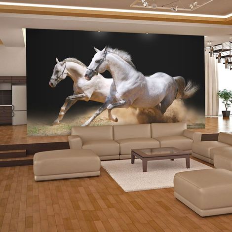 Papier peint chevaux au galop sur du sable - 300 x 230 cm (1/4)