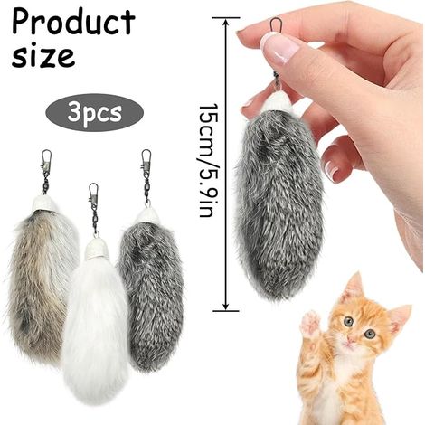 Cat Toy, Rabbit Fur Toy for Cat, Furry Interactive Plush Toys Kitten Replacement for Cat Games Chew Clean Teeth Hunting (1/4)