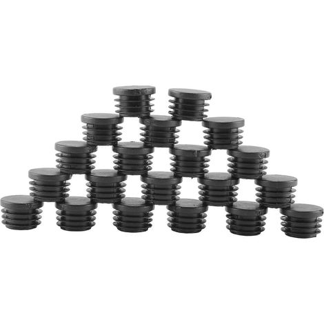 Lot de 20 pièces noir plastique 25mm Dia Blanking extrémité capuchons rond tube insert (1/5)