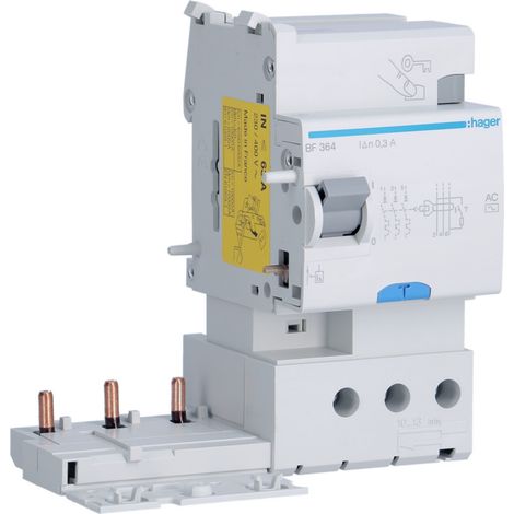 Bloc différentiel 3 Pôles 63A 300mA type AC HAGER BF364 (1/3)