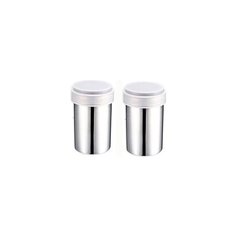 Lot de 2 saupoudreuses en acier inoxydable 304, grand format, pour poivre, sel et épices – 8 × 12 cm (1/5)