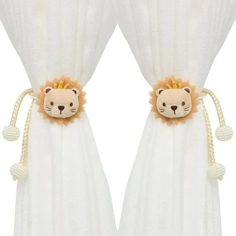 Embrasse Rideau Lot de 2 Pinces à Rideaux en Forme d'Animaux de Dessin Animé, Jolies Cordes à Clips pour Rideaux, Décoration - Lion (1/5)