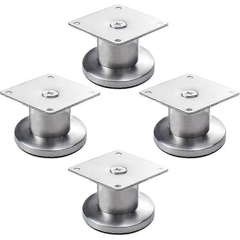 Quatre pieds de meuble réglables, pieds en acier inoxydable, pieds en métal brossé, matériau épais, argent (3,8 cm). (1/5)