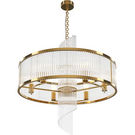Maytoni Frame Lampadario moderno a sospensione cilindrico da 58 cm, oro, paralume in vetro 6xE14