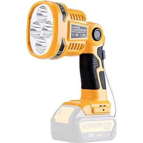 18V Tools Projecteur à LED extérieur portable longue portée avec lampe de poche USB 12W Lampe de travail à LED sans fil compatible avec Dewalt 18V 20V Max la batterie au lithium DCB180 DCB200 (1/5)