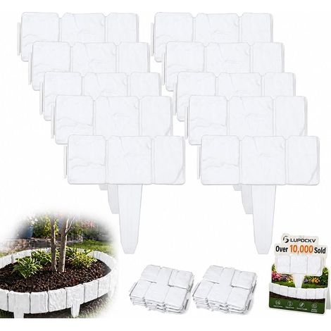 Gartenzaun in Steinoptik, Kunststoff-Einfassung, graue Pflastersteinoptik, Landschaftsgestaltung, dekorative Verbundpaneele