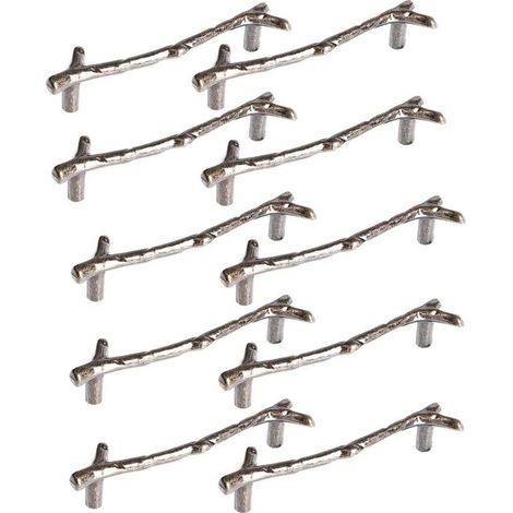 10x Poignée Meuble en Forme de Branche 128mm Poignées Armoires en Alliage de Zinc avec Vis Bronze (1/5)